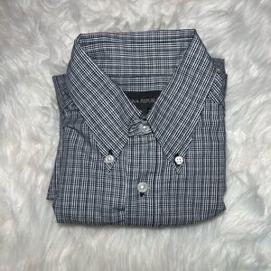 Banana Republic Men’s Small Black & White Micro Plaid Button-Down Shirt